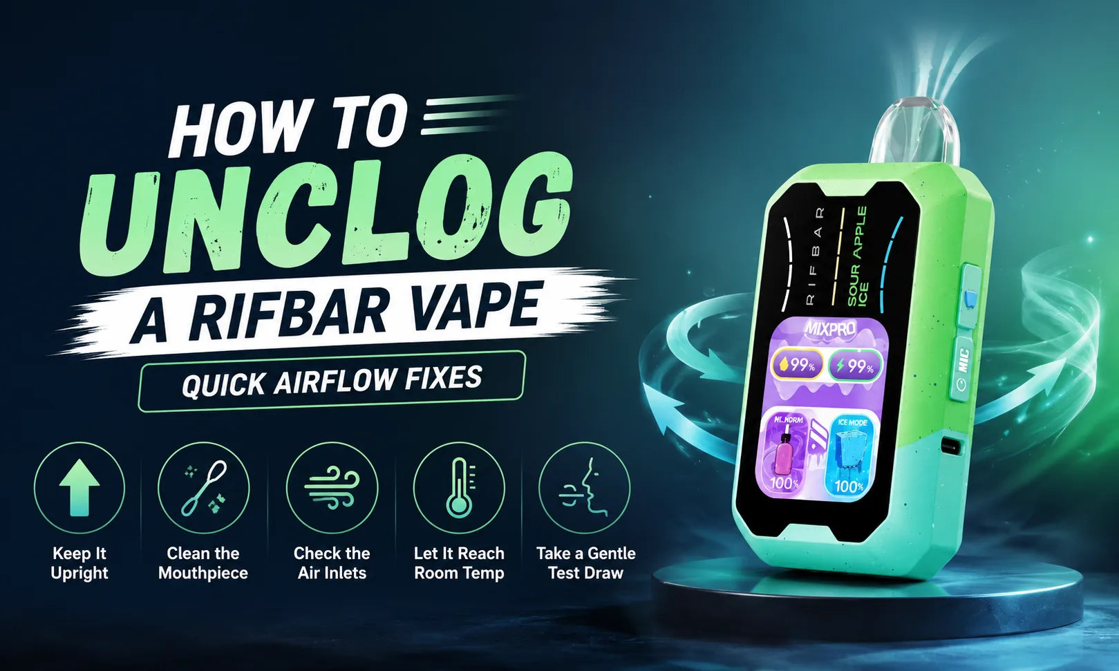 how to fix airflow on disposable vape Unclog a Rifbar Vape: Quick Fixes & Tips FLAVORS:FB 35K | Wintergreen Flavour Concentrate Dab Pens & Wax