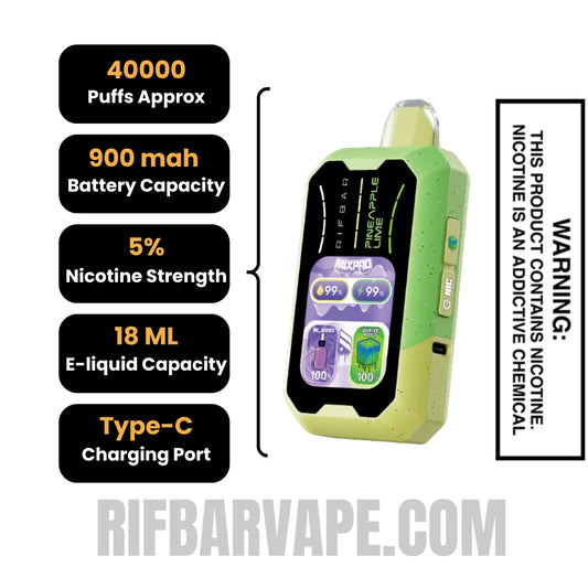 PineappleLimeRifbarMixProSourDisposableVapespecifications PineappleLimeRifbarMixProSourDisposableVapespecifications
