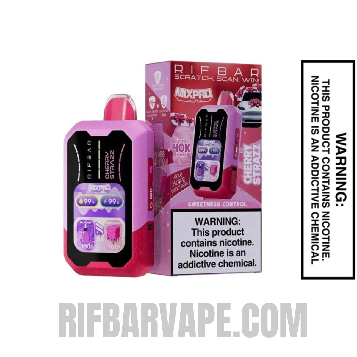 CherryStrazzRifbarMixProSweetDisposableVapewithpackagebox