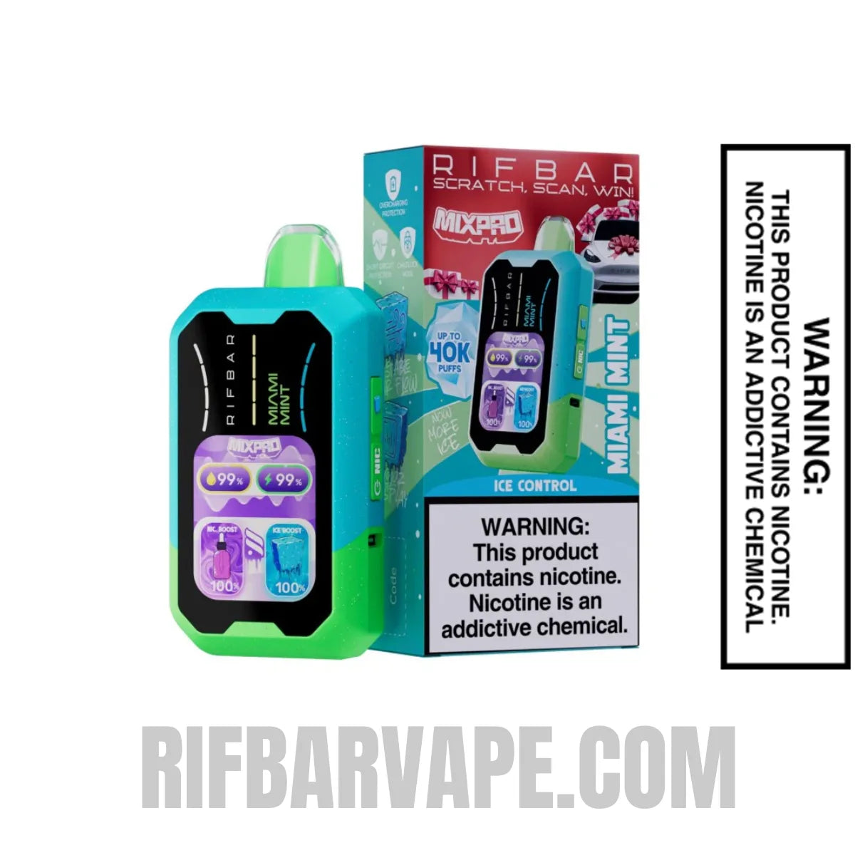 MiamiMintRifbarMixProIceDisposableVapewithpackagebox
