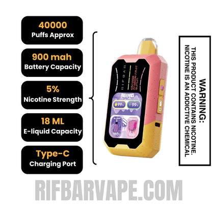OrangePassionFruitGuavaRifbarMixProSweetDisposableVapespecifications