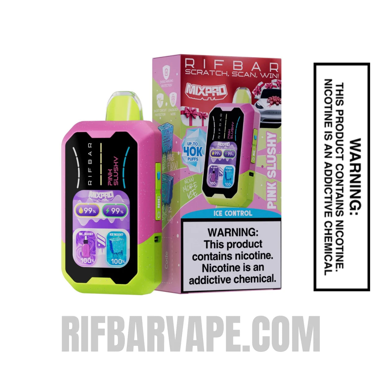 PinkSlushyRifbarMixProIceDisposableVapewithpackagebox