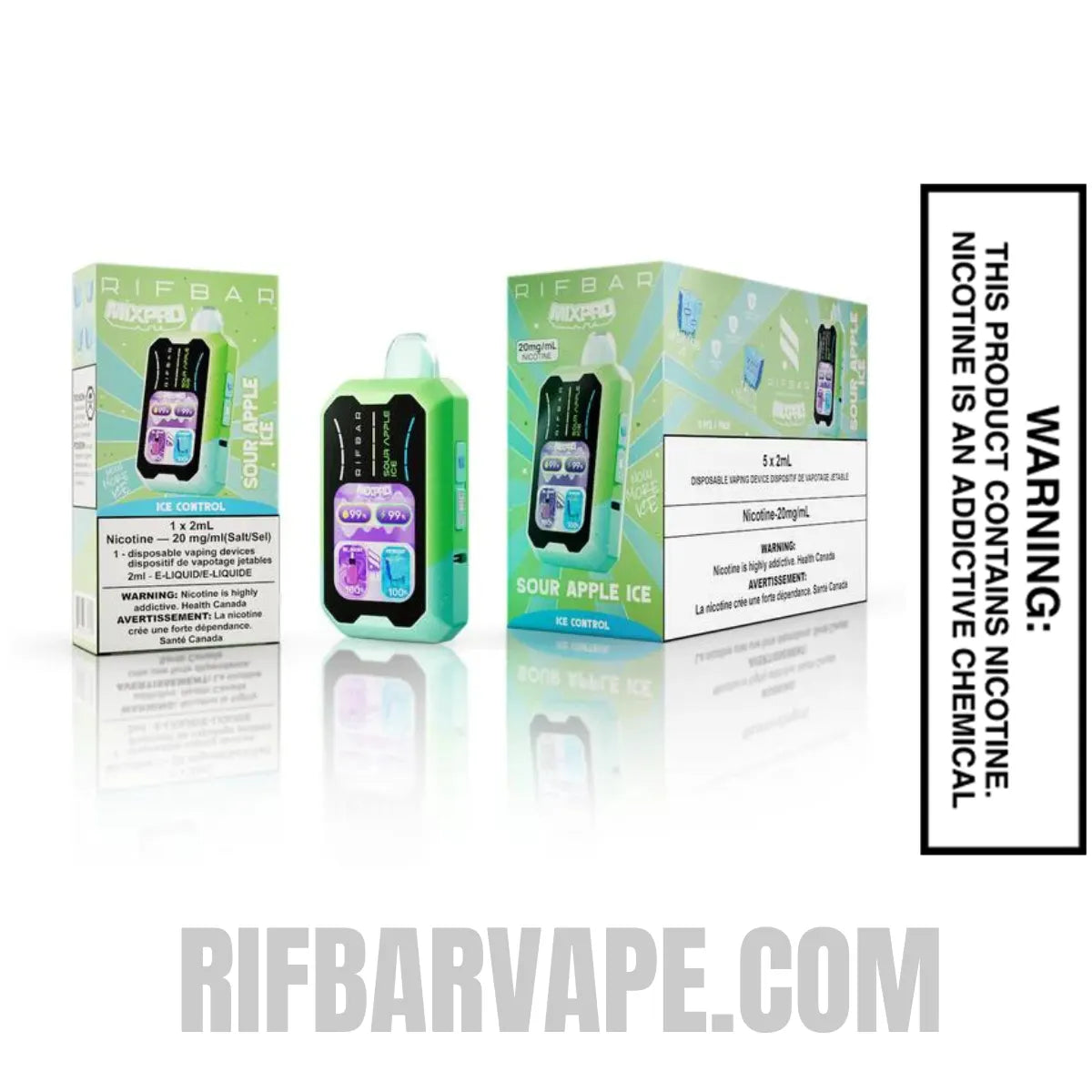 SourAppleIceRifbarMixProIceDisposableVapewithbundlebox