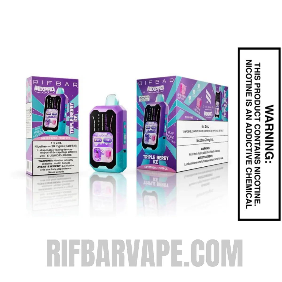 TripleBerryIceRifbarMixProSweetDisposableVapewithbundlebox