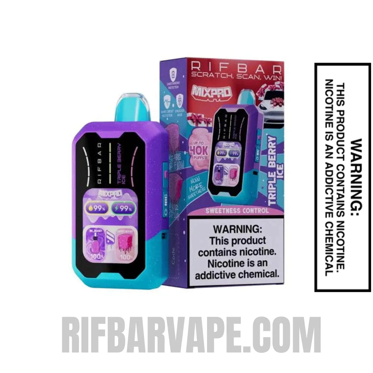 TripleBerryIceRifbarMixProSweetDisposableVapewithpackagebox