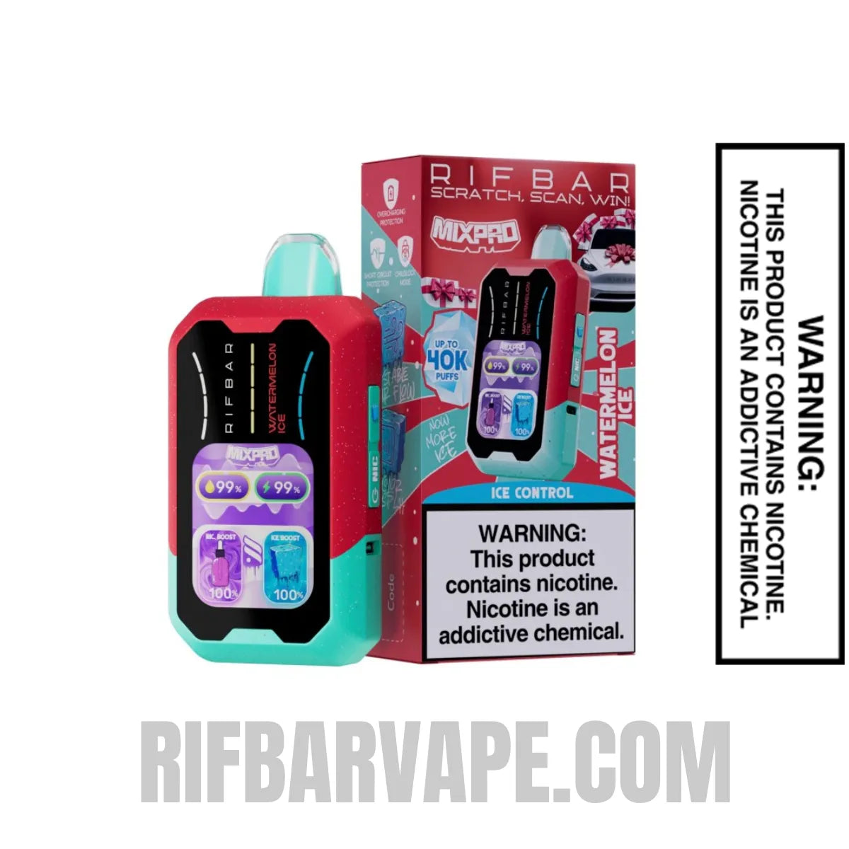 WatermelonIceRifbarMixProIceDisposableVapewithpackagebox