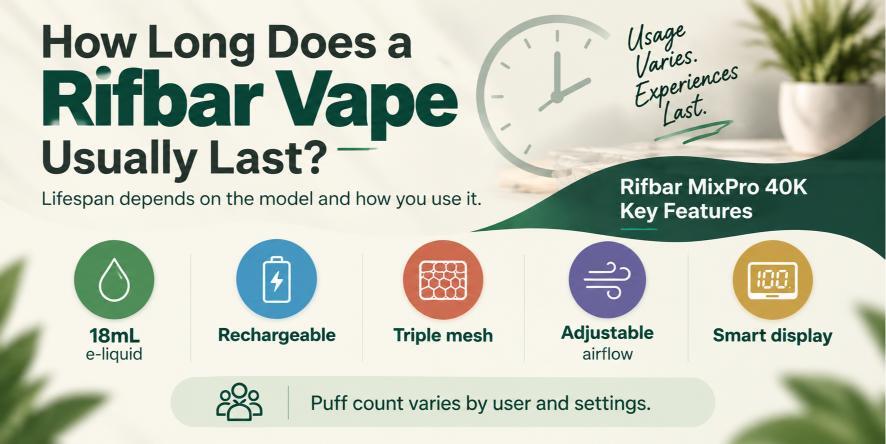How long does a rifbar vape last